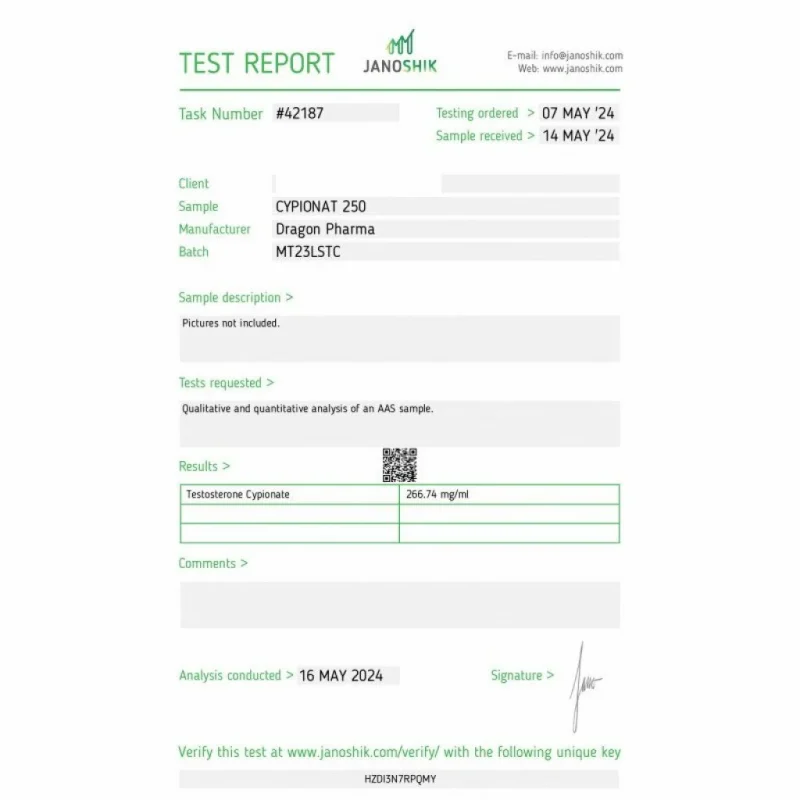 Testosterone Cypionat 250 mg/ml – 10 ml Vial – Dragon Pharma CYPIONAT 250-5